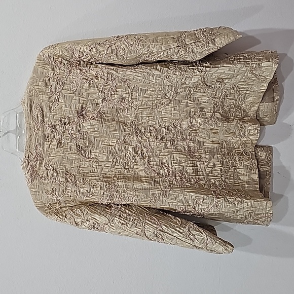 Chicos Jacket Blazer Size L (2) Metallic Long Sleeve Embellished Beaded Party - Picture 3 of 11